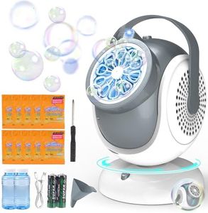 Big Bubble Machine - Automatic Bubbles Blower for Kids, Toddlers - 360° Oscillation & 75° Adjustment, Bubble Toys with LED Light - Gifts for Boys, Girls, Easter, Outdoor, Birthday, Party Use