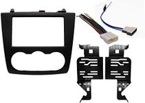 Double DIN Aftermarket Stereo Installation Kit + Wire Harness + Antenna Adapter Factory Matched Texture Compatible with Nissan Altima 2007-2012