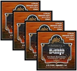 GHS Strings - J.D. Crowe Signature 5-String Banjo Strings – Stainless Steel Loop End – Bright Tone, Long Lasting – Fits any Banjo - USA Made - Stage, Medium Light Gauge - PF135 SET - 4 PACK