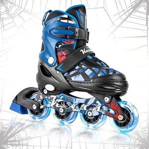 Adjustable Inline Skates, Illuminating Skates with Blades for Kids Boys Girlss 4 Sizes for Beginners, Indoor Outdoor Sports