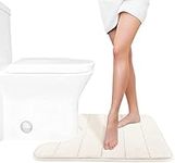 Yimobra Memory Foam Toilet Bath Mat U-Shaped Contour Rug Maximum Absorbent, Soft and Comfortable, Non-Slip, Thick, Machine Wash and Easier to Dry for Bathroom Carpet, Cream