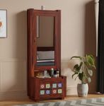 Rajasthali Furniture Sheesham Wood Boho Dresing Table, Organizer Makeup Vanity with Mirror, Dressing with Storage Shelves for Bedroom Home Furniture, 72" H x 28" W x 18" D inches (Oak)