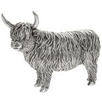 The Leonardo Collection Silver Highland Cow Figurine For Home & Office | Home Decor Ornaments Gift For Women & Men | Beautiful Figurine For Indoor & Outdoor | Living Room Decor Ornaments