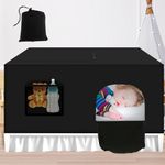 FALESOUL Pack N Play Blackout Cover, Portable Stretchy Breathable Sleeping Pod Shade for Travel Crib, 100% Breathable Crib Cover with Storage Bag for Indoor Outdoor Travel, Blocks 90% of Light