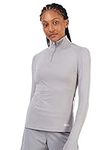 TCA Women's Lightweight Fusion Quickdry Long Sleeve Half-Zip Running Top - Cool Grey/Black, XS - Pigeon Grey, XS