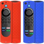 [2 Pack] Firetv Remote Cover Compatible with Firestick 4K / Firestick (3rd Gen) / Fire Stick Lite Alexa Voice Remote with Lanyard (Red & Blue) (NOT for Firestick 4K Max)