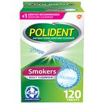 Polident Smokers Antibacterial Denture Cleanser Effervescent Tablets, 120 count