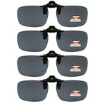 Eyekepper Flip-up Clip-on Sunglasses Polarized 60x43 MM 4-Pack Metal Glasses Clip (Grey Lens)