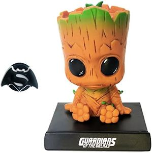 ITUBLE Groot Anime Car Dashboard Decorations Accessories Interior for Men Women Boys Girls, Bobbleheads Figures Bobblehead Dash Board Decor Auto Doll, Home Desk Car Ornaments with Cell Phone Holder