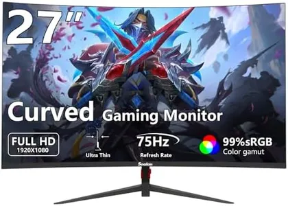 Sealan 27 inch Gaming Curved Monitor 75Hz Full HD 1920 x 1080P Computer Monitor with HDMI VGA Interface Eye Care FramelessVESA (100 x 100mm) with 3-Side Virtually Borderless Design