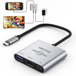 Switch 2 Dock, Switch 2 Docking Station, Portable TV Dock Station for Switch/Switch 2 Support 4K/60HZ Switch TV Dock Mode, 3-in-1 Switch 2 Travel Dock with HDMI 4K@60Hz/PD 100W/USB3.0 Port