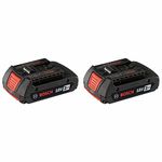 BOSCH BAT612-2PK 18-Volt Lithium-Ion 2.0 AH Slim Pack Battery with Digital Fuel Gauge, 2-Pack, Black