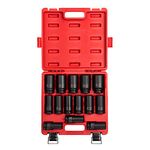 Sunex 4638, 3/4 Inch Drive Deep Impact Socket Set, 14-Piece, SAE , 3/4" - 1-5/8", Cr-Mo Alloy Steel, Radius Corner Design, Dual Size Markings, Heavy Duty Storage Case