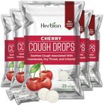 Herbion Naturals Cough Drops with Natural Cherry Flavor, Dietary Supplement, Soothes Cough, for Adults and Children Over 6 Years, 25 Drops, No Artificial Flavor - Pack of 5 (125 Lozenges)