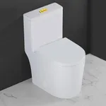 WinZo WZ5089WG Compact One Piece Toilet 23" Depth,Dual Flush Golden Button For Small Modern Bathroom 12" Rough-in White