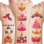 CHARLENT Glitter Temporary Tattoos for Girls - 14 Sheets Glitter Princess Tattoos for Girls Birthday Party Favors Goodie Bag Fillers