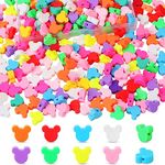 EVERMARKET 200 Pcs Mouse Head Beads for Jewelry Making, Mouse Polymer Clay Beads Bulk, 10mm Mouse Head Beads Charms with Box, Cute Spacer Loose Beads for DIY Crafts Key Chains Bracelet (200)