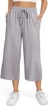 TARSE Women's Summer High Waisted Capri Pants Plus Size Casual Sport Activewear Capris Sweatpants Loose Fit, Light Gray, 4X-Large