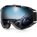 Ski Goggles, Findway OTG Snowboard Goggles for Men, Woman & Youth - 100% UV Protection and Anti-Fog - Double Spherical Lens Comfortable for Sunny and Cloudy Days Perfect for Skating Skiing Snowmobiles