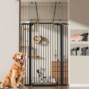 Hapineko 69" Extra Tall Pet & Baby Gate with No-Lift-Up Dual-Lock System, 30-41" Wide, Auto-Close, Pressure-Mounted, Easy Walk-Through for Stairs, Doorways, Kitchen & Home (Black, 69" H, 30-41' W)