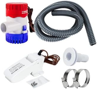 Sanuke 1100gph Boat Bilge Pumping Kit, 12V Bilge Water Pump with Float Switch, 6 FT Kink-free 1-1/8 Inch Hose, 2 Clamps and Thru-Hull Fitting, Bilge Pumps for Boats Kayak Cruisers