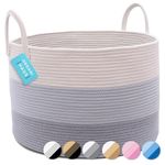 OrganiHaus Grey Large Storage Baskets, Shoe Basket with Handle, Baby Laundry Baskets, Dog Toy Basket, Woven Basket Storage, Ironing Basket, Dirty Clothes Basket, Wash Basket, (50x33cm)