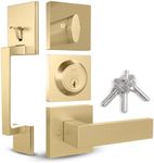 Mega Handles - TOBELLE Tobelle Square Satin Brass Door Lock, Keyless Interior Door Handle Set for Hallway, Closet, Bathroom, Door Knobs Interior, Lock, Door Handle - Heavy Duty Design