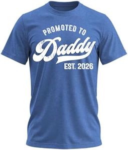 Promoted to Daddy 2026 Shirt – Funny Dad to Be Shirt Baby Announcement Graphic Tee New Daddy Gifts for Men Blue Heather 5X-Large