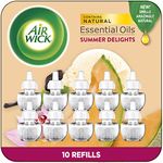 Air Wick Plug in Scented Oil 10 Refills, Summer Delights, Eco Friendly, Essential Oils, Air Freshener