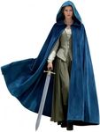 UQJE Medieval Cloak with Hood, Renaissance Halloween Hooded Cape, Blue