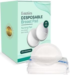 Disposable Nursing Pads (200 Count) – Ultra-Absorbent, Soft, and Breathable for Leak Protection. Thin, Stay-Dry Pads, Individually Packed for Breastfeeding Moms.