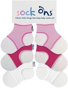 Sock Ons - Soportes para calcetines para bebé, paquete de 3 unidades, rosa, blanco y fucsia, paquete de valor increíble, Keep Baby, rosa, 6-12 Months