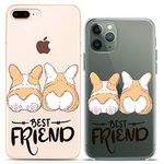 Cavka Matching Couple Cases Compatible for iPhone 14 13 Pro Max 12 Mini 11 Xs 6s 8 Plus 7 Xr 10 SE 5 Dogs Best Friend Butt Silicone Cover Animal Clear Corgi Cute Art Mate Anniversary BFF Women Gift