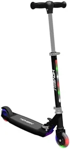 Hover-1 Lunar Kids Folding Kick Scooter with Color-Changing LED Light Up Wheels, Foot Brake, Adjustable Height Handle, and Light Weight Design