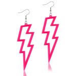 Telooco 80s Earrings for Women Neon Acrylic Earrings Lightning Boltt Earrings for Women 80s Theme Party Costume(Neon pink)