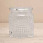 Pure Home + Living Clear Diamond Texture Glass Cotton Jar with Lid