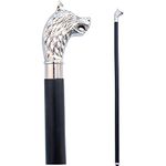 FYNJREX Brass Walking Cane Wooden Walking Stick for Men and Women, Fancy Walking Canes, Victorian Design Silver Black Costume Cane, Halloween Canes Unique