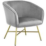 Yaheetech Accent Chair, Modern Armchair with Sturdy Golden Legs, Soft Velvet Comfy Tub Chair for Living Room Bedroom, Grey