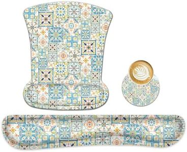 icolor Keyboard Wrist Rest Pad Mouse Pad Set,Ergonomic Mouse Pad for Laptop Computer,Wrist Support Memory Foam Desk Pad for Gaming Office,Non Slip Rubber Mousepad Typing Relief Pain (Mousepad208)