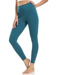 Colorfulkoala Women's High Waisted Tummy Control Workout Leggings 7/8 Length Ultra Soft Yoga Pants 25" (S, Dark Teal)