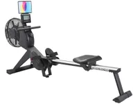 Indoor Foldable Rowing Machine with Tall Legs - LCD Monitor, Device Tablet Holder, Easy Storage for Home Use with Seat Cushion