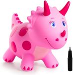 EVERICH TOY Dinosaur Bouncy Animal Toys, Pink Triceratops Bouncer, Ride on Bounce Hopper for Kids 2-5 Indoor Outdoor Activity Birthday Gift for 18 Months 2 3 4 Years Old Boys