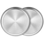 XIACIBDUS 2PCS Stainless Steel Dinner Plates, Round Serving Platter for Camping Barbecue and Baking, Non Toxic Healthy Serving Dishes and Dishwasher Safe (30cm)