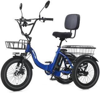 NARRAK Electric Tricycle for Adults,Fat Tire Folding Electric Trike,3 Wheels Electric Bicycle Bikes, Peak 700W/1100W Step-Thru Etrike with Removable Battery and Large Basket