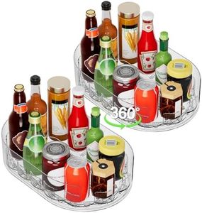 Holinwa Lazy Susan Organizer for Refrigerator, 13.5" x 8.5" Clear Rectangular Fridge Organizer Turntable for Condiments, Lazy Susan Organizer for Cabinet, Pantry & Kitchen Countertop(2 Piece)