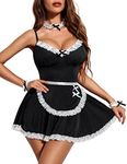 Avidlove Women's Maid Lingerie Roleplay Lingerie Cosplay Lingerie Costumes Dress Black Large