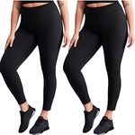 UMSIFEY Plus Size Leggings for Women X-Large-4X Black Soft Tummy Control High Waist Yoga Pants 2 Pack (as1, Alpha, 2X_l, 2 Pack-Black, XX-Large, 常规)