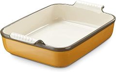 LIFVER Casserole Dish for Oven, 9x13 Ceramic Baking Dish, 120oz Large Lasagna Pan, Durable Deep Baking Pan with Handles, Oven Safe, Home & Kitchen Decor Gifts, Brown