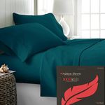 Ashton Sheets Premium 1000-Thread-Count Egyptian Feel 100% Cotton - Breathable Teal King 4 Pc Bedsheet Set, Easy Snug Fit, Upto 18" Deep Pocket, Soft Smooth Sateen Weave, Extra Long Staple Cotton