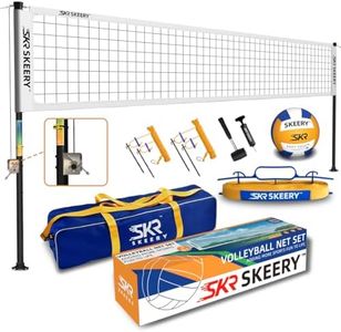 SKEERY Outdoor Heavy Duty Volleyball Net Set, Anti-Sag Design, Adjustable Aluminum Poles, Portable Volleyball Net for Backyard,Grass and Beach(White)